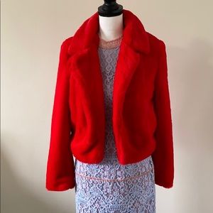 NWOT BlankNYC  siren faux fur jacket in red size s